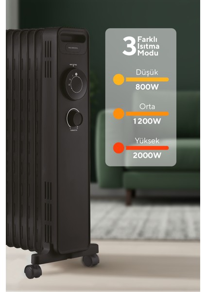 9 Dilim Siyah Radyatör Kum-1225S