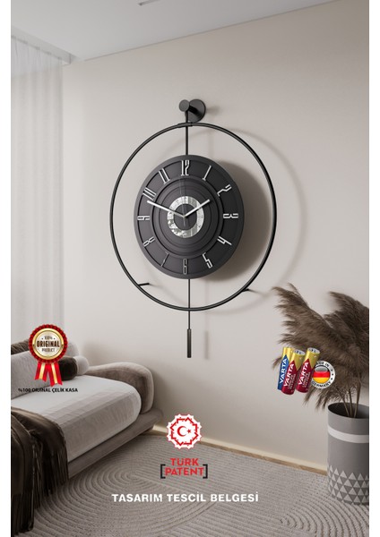 Xxl(60X80CM) BlackBerry Kadran Seri - Siyah Çember Siyah Göbek - (PİLLİ LED) Metal Ledli Duvar Saat indirimleri