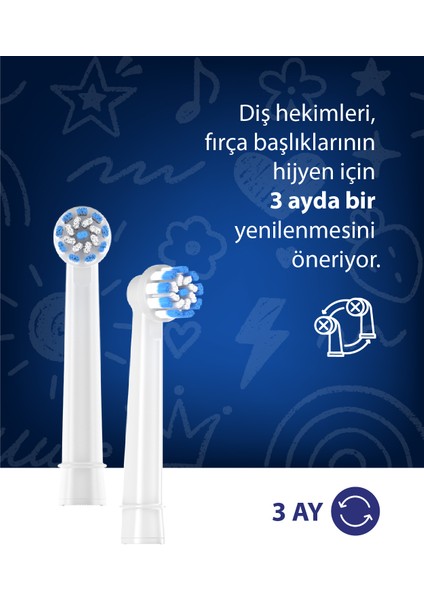 Değiştirilebilir Başlıklı Pilli Erkek Çocuk Diş Fırçası 3+ , Fda Onaylı modelleri