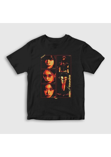 Unisex Çocuk Siyah Born To Be K Pop Itzy T-Shirt