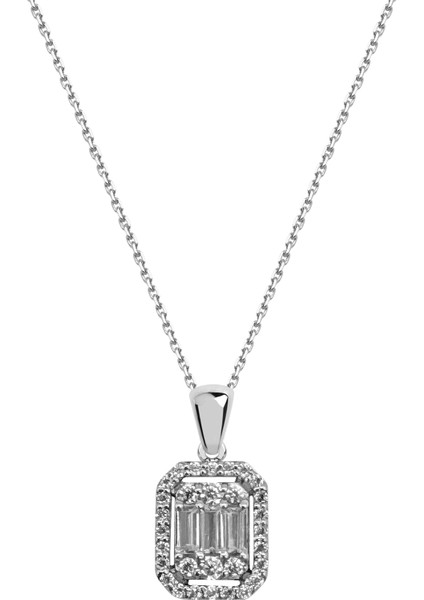 0.47 Karat Baget Pırlanta Kolye