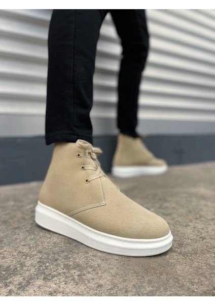 JET-207 Oslo Bağcıklı Ortopedik Taban Süet Erkek Spor Bot Sbt - Krem