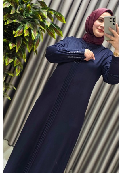 Kadın Giyim Büyük Beden Kolu Nevrür Taşlı Çimalı Elbise modelleri