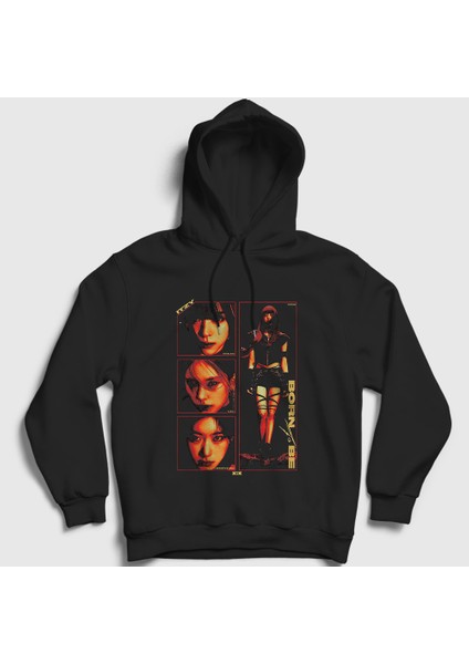 Unisex Siyah Born To Be K Pop Itzy Kapüşonlu Sweatshirt