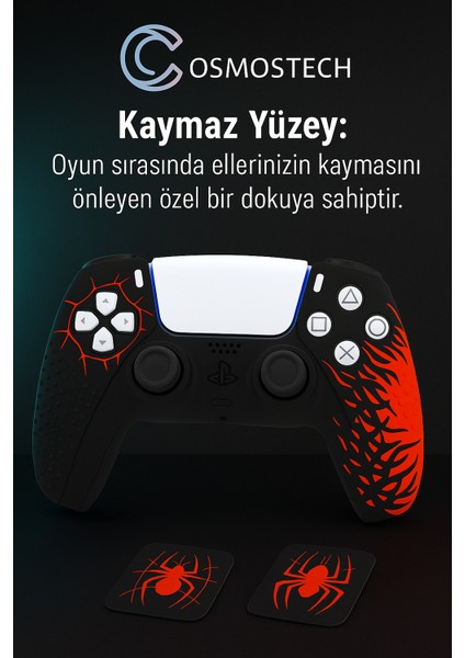 Ps5 Dualsense Joystick Koruyucu Silikon Kılıf – Yüksek Kaliteli, Esnek, Şık Spider Desenli Kaplama fırsatları