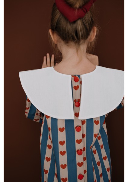 Tiny Hearts Bebe Yakalı Kırmızı Kalpli Uzun Kollu Kız Çocuk Elbise fiyatları