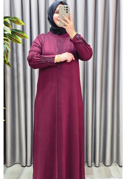 Kadın Giyim Büyük Beden Kolu Nevrür Taşlı Çimalı Elbise modelleri