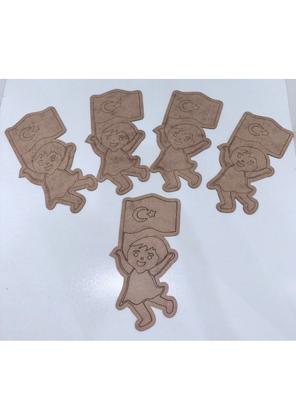 Ahşap Türk Bayraklı Çocuk Boyama Tablası (5 Adet) fiyatları