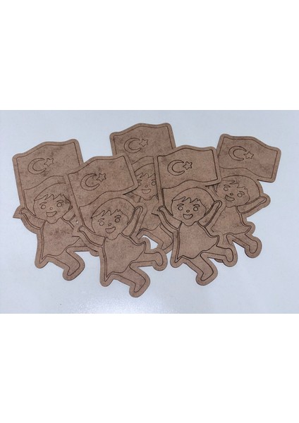 Ahşap Türk Bayraklı Çocuk Boyama Tablası (5 Adet) modelleri