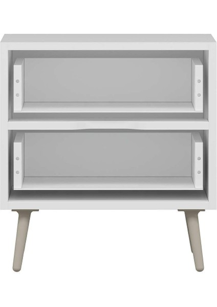 Elina Ayaklı 2 Çekmeceli Komodin - Beyaz/kumtaşı