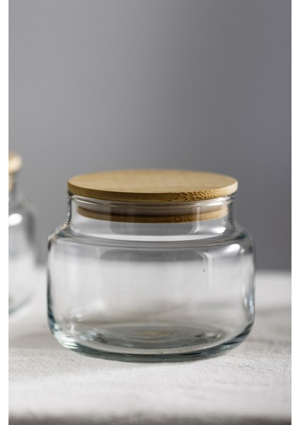 Basic Bambu Kapaklı 4'lü Cam Kavanoz Seti 350 cc modelleri