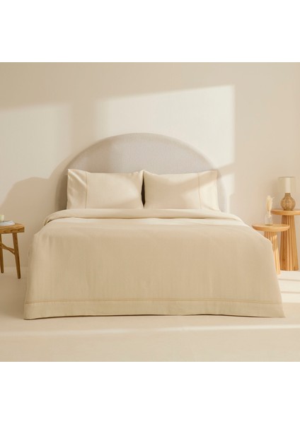 Elarıs Gofre Çift Kişilik Yatak Örtüsü Takımı Ekru