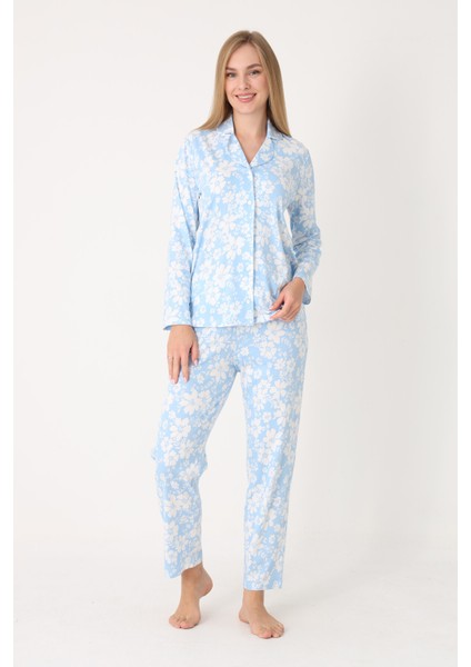 Flower Effect Önden Düğmeli Pijama Takımı fiyatları