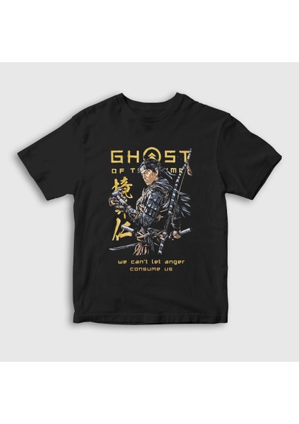 Unisex Çocuk Siyah Anger Ghost Of Tsushima T-Shirt