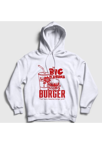 Unisex Beyaz Big Kahuna Burger Pulp Fiction Kapüşonlu Sweatshirt