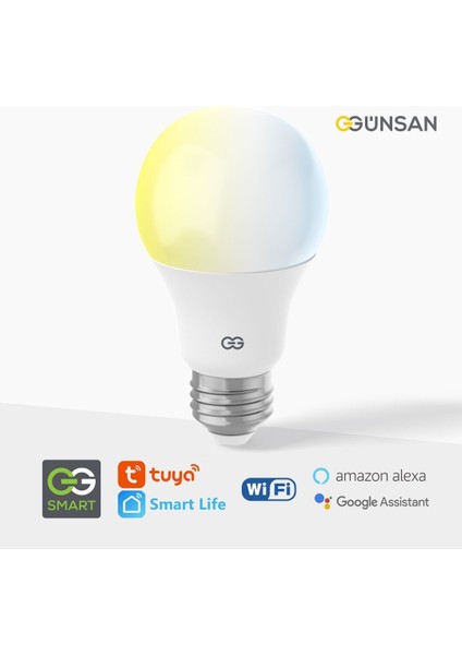 Akıllı Wifi LED Ampul Beyaz Işık Tuya ve Smart Life Uygulama Destekli (9W 2700K-6500K Ayarlanabilir)