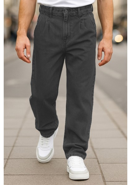 Erkek Pileli Yüksek Bel Bol Kesim Baggy Loose Fit Jean PANTOLON-C354 fiyatları