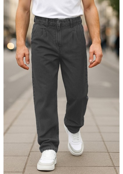 Erkek Pileli Yüksek Bel Bol Kesim Baggy Loose Fit Jean PANTOLON-C354 modelleri