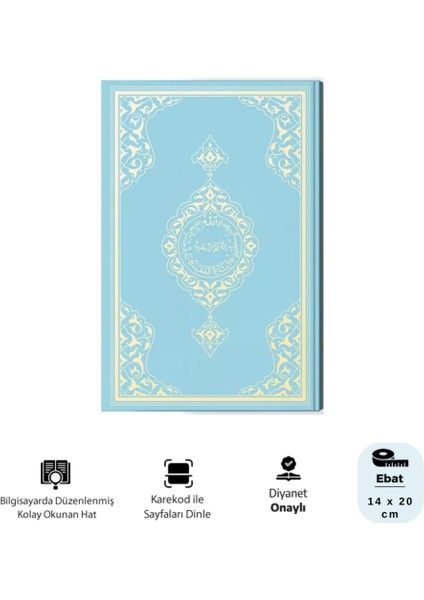 Hafız Boy Kur'an-I Kerim (2 Renkli, Mavi, Mühürlü)