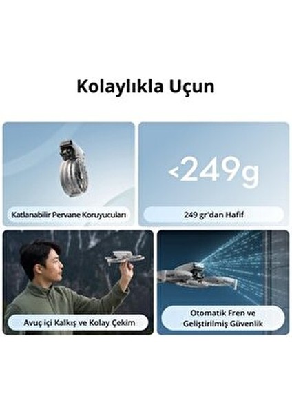 Flip Kameralı Drone 4K Video Çekim Özelliği ile Katlanabilir Tasarım 249 gr