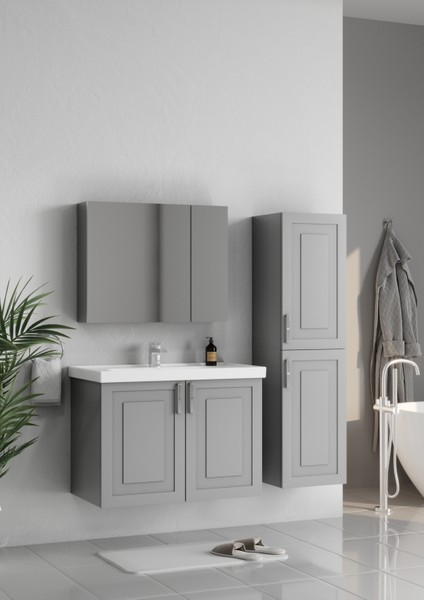 Londra 80 cm Kül Gri Banyo Dolabı