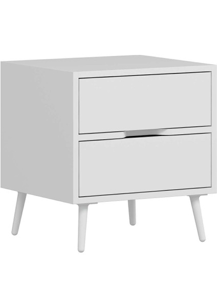 Elina Ayaklı 2 Çekmeceli Komodin - Beyaz/beyaz fırsatları