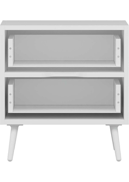 Elina Ayaklı 2 Çekmeceli Komodin - Beyaz/beyaz