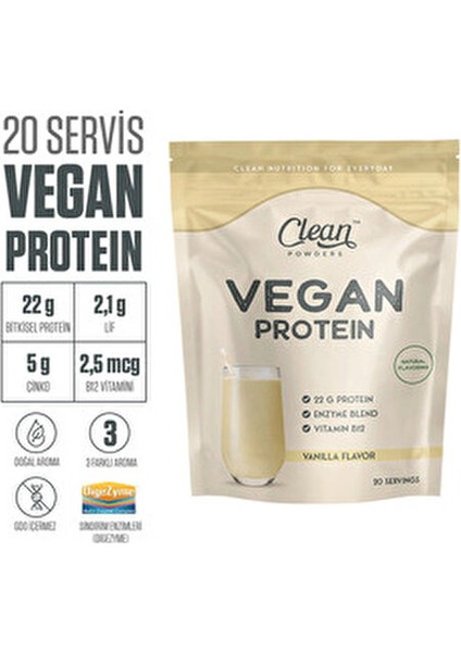 Powders Vegan Protein 600 gr Vanilya Aromalı 22 gr Protein İçeren Doğal Besin fırsatları