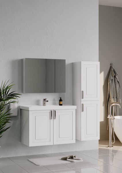 Londra 80 cm Beyaz Banyo Dolabı