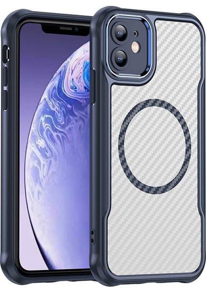 iPhone 11 Magsafe Telefon Kılıfı, Yarı Saydam Köşe Korumalı Karbon Fiber Ince Uyumlu Darbeye Dayanıklı Kılıf iPhone 11 (Yurt Dışından)