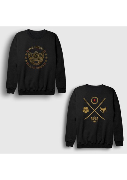 Unisex Siyah Clan Sakai Ghost Of Tsushima Sırt Baskılı Sweatshirt