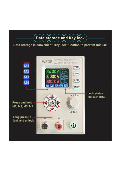 WZ3605 Sırt Akışı Önleyici Ayarlanabilir Dijital Kontrol Dc Güç Kaynağı Buck-Boost Şarj Modülü Sabit Voltaj 36V (B) (Yurt Dışından)