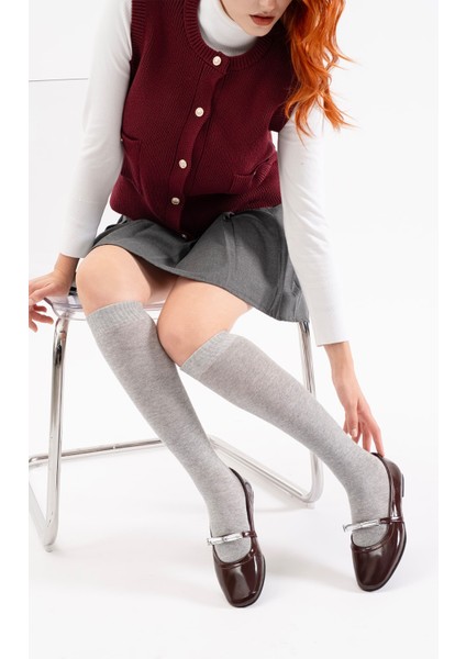 Cherry Bordo Rugan Deri Kadın Taşlı Babet fiyatları