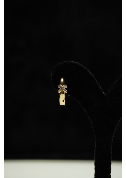 Zirkon Çapraz Taşlı Minimal Çelik Küpe Rose Gold