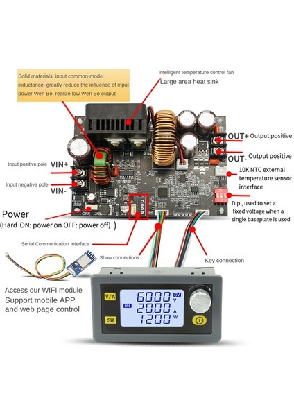1200W Dc Cnc Antihipertansif Dönüştürücü 6-70V Ayarlanabilir Güç Kaynağı Giriş Sabit Voltaj Güneş Şarj Modülü (Yurt Dışından) fiyatları