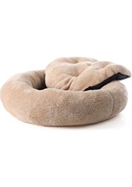 Ponchik Peluş Kedi ve Köpek Yatağı Camel Renk Yumuşak 50 cm Çaplı Konforlu Tasarım