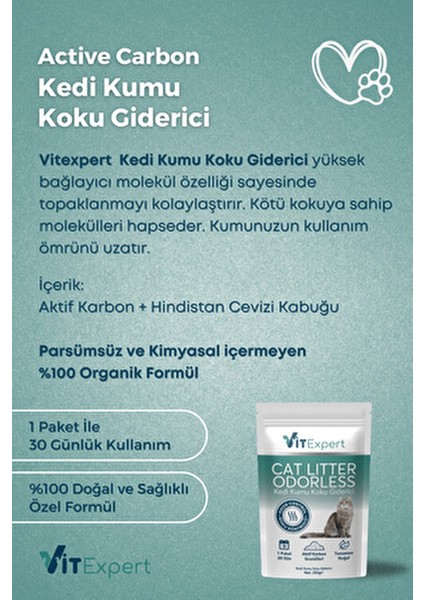 Aktif Karbon Kedi Kumu Koku Giderici Granül Yapıda 150 g Organik ve Parfümsüz fırsatları