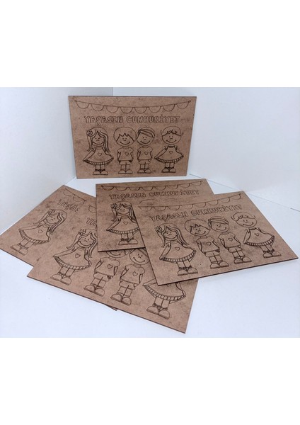 Ahşap Cumhuriyet Temalı Boya Tablası (5 Adet)