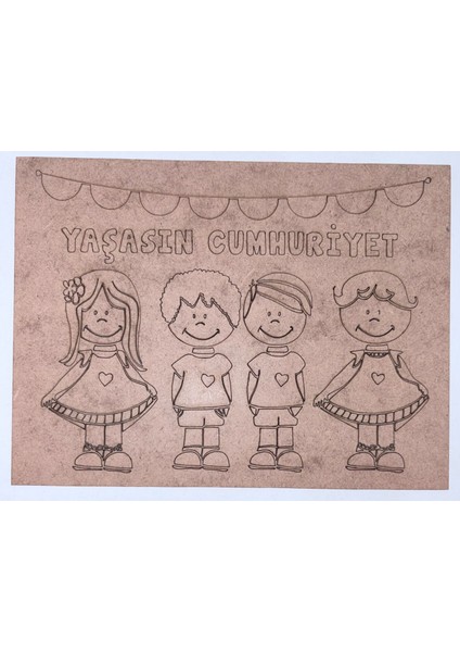 Ahşap Cumhuriyet Temalı Boya Tablası (5 Adet) fiyatları