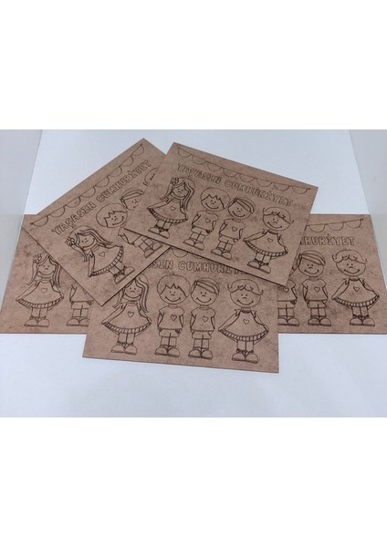 Ahşap Cumhuriyet Temalı Boya Tablası (5 Adet) modelleri