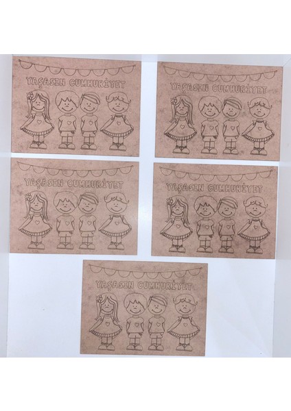 Ahşap Cumhuriyet Temalı Boya Tablası (5 Adet) fırsatları