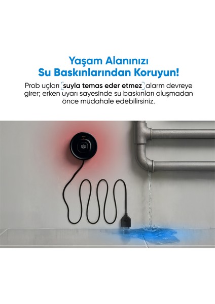 Akıllı Su Kaçağı Dedektörü Problu, 100DB Alarm Sesli, Uygulama Bildirimli fiyatları