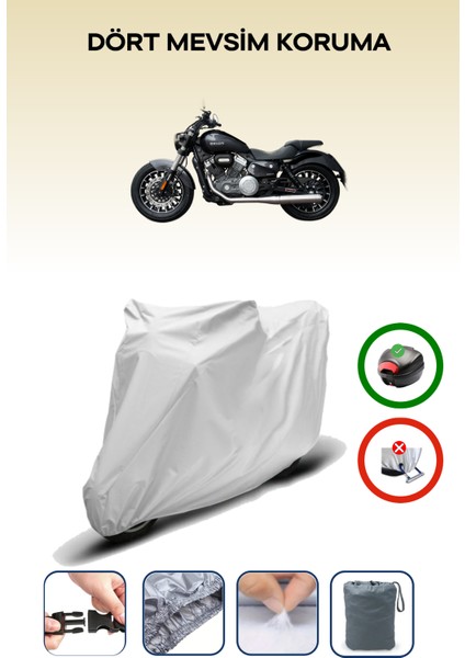 Yuki Benda Rock 250 Gri Motosiklet Brandası Arka Çanta Uyumlu