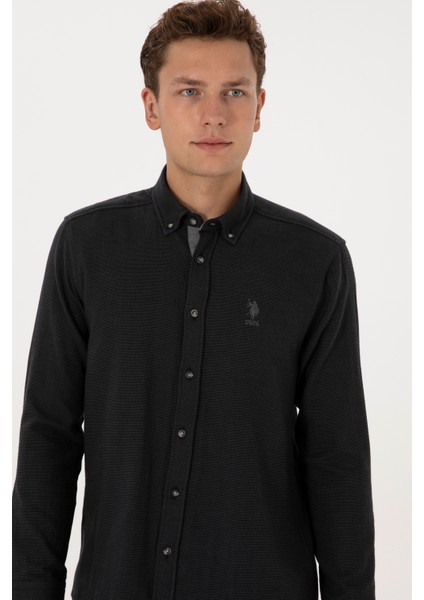 Erkek Siyah Gömlek Desenli 50308473-VR046 fiyatları