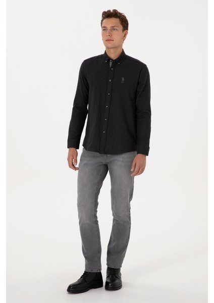 Erkek Siyah Gömlek Desenli 50308473-VR046 fırsatları