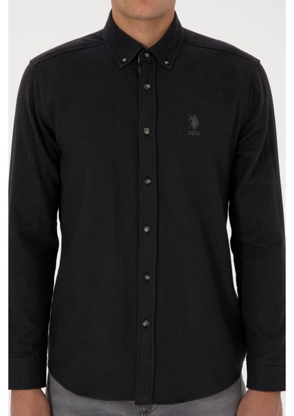 Erkek Siyah Gömlek Desenli 50308473-VR046