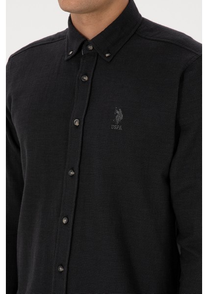 Erkek Siyah Gömlek Desenli 50308473-VR046