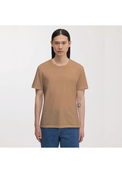 Sıfır Yaka Kısa Kollu Regular Bisküvit Tişört %100 Pamuk Recycle