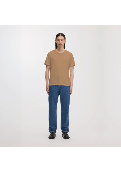 Sıfır Yaka Kısa Kollu Regular Bisküvit Tişört %100 Pamuk Recycle