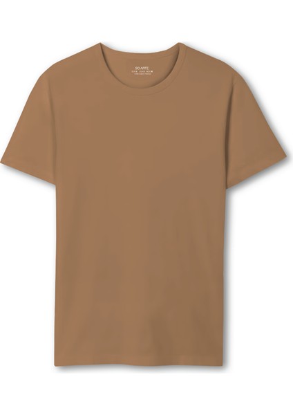 Sıfır Yaka Kısa Kollu Regular Bisküvit Tişört %100 Pamuk Recycle